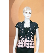 香港名师路时尚OL商务欧美风格彩色圆点波点气质短袖西装女夏装
