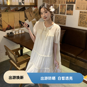 新中式24年夏季天丝中长款直筒型连衣裙