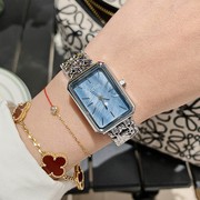 女士手表镜面韩版长方形小表盘手链款时尚石英白色国产腕表