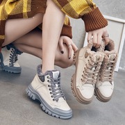 雪地靴女2023年冬季加绒加厚棉鞋东北防滑保暖系带时尚马丁靴