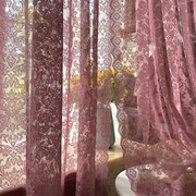 美式田园窗帘韩式透光紫粉色蕾丝，成品窗帘窗纱床幔门帘阳台飘窗帘