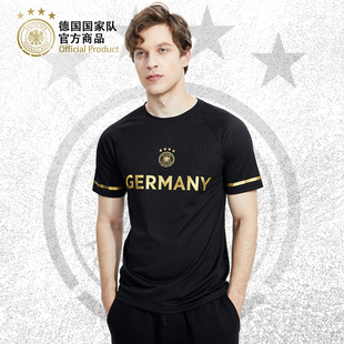 德国国家队商品丨黑金速干T恤 足球训练运动短袖 透气球迷衫