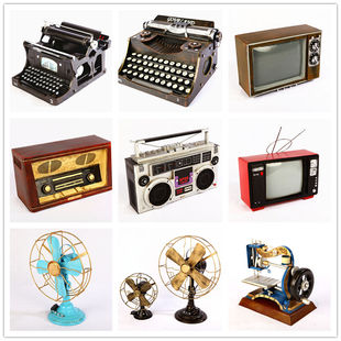 复古老式缝纫机收音，录音机电视机摄影机，打字机电风扇模型道具摆件