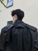 高级感短款机车皮衣男女小众金属，设计感黑色休闲翻领，垫肩夹克外套