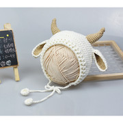 新生婴儿帽子0-12个月宝宝卡通，手工编织棉帽，春秋季男女儿童套头帽