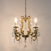 欧式水晶雕花黄铜吊灯法式美式复古宫廷风格奢华卧室餐厅全铜灯具