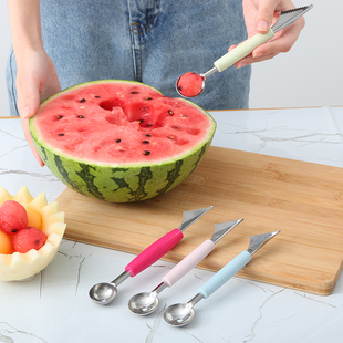 创意双头不锈钢水果挖球器西瓜挖球勺雕花切果器拼盘冰淇淋工具