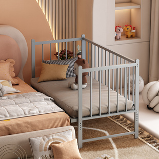 儿童拼接床带延边无缝衔接安全防摔宝宝单人床，加高护栏铁艺婴儿床
