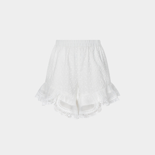 superr 原创设计宫廷复古感法式白色蕾丝拼接花边轻薄花苞短裤