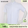 busen步森男士纯棉白短袖(白短袖)衬衫，夏季修身正装衬衣休闲寸衫
