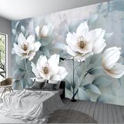 欧美式电视背景壁画墙纸牡丹花客厅沙发影视壁纸唯美卧室墙布