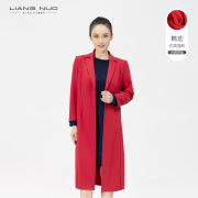 靓诺高端女装风衣外套，女2024春红色，修身气质高贵大衣lf22340a