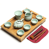 禾戈整套茶具套装功夫茶具，家用长方形简约实木竹茶盘排水陶瓷茶壶