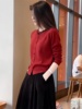 红色毛衣女(毛衣女，)春装2024年韩版宽松针织，开衫外套长袖短款上衣