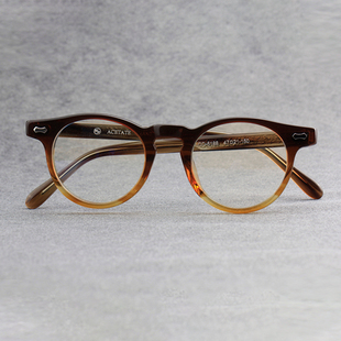 505波士顿圆框眼镜近视眼睛，框男复古手工，板材眼镜架透明框女6188