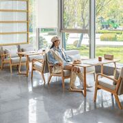 奶茶店餐饮桌椅商用日式简约洽谈实木椅甜品，咖啡休闲餐厅沙发卡座
