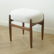 北欧现代白色实木梳妆凳子极简羊羔绒化妆凳ins卧室梳妆台椅子