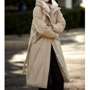 法式高端女装 暖冬獭兔毛领 95白鹅绒蓬松度750系带 中长款羽绒服