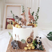 森林系烘焙蛋糕装饰动物园大象熊猫长颈鹿斑马摆件宝宝生日甜品台