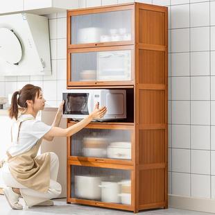 厨房置物架子落地多层收纳架多功能微波炉碗碟家用橱柜储物餐边柜