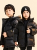 儿童羽绒服黑金标亲子装，男童女童中大童小孩，加厚冬装保暖外套