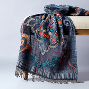 印度高档手工刺绣羊毛披肩围巾尼泊尔民族风长款旅游拍照空调披肩