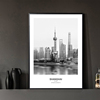 黑白装饰画客厅背景墙卧室城市风景，建筑摄影挂画北京上海广州壁画