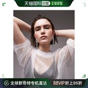 香港直邮潮奢 Topshop 女士 针织透视T恤(白色)