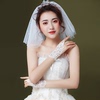 韩式简约婚纱礼服手套新娘，短款蕾丝绑带，白色演出亮片红色手套