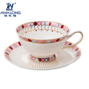 骨瓷咖啡杯碟套装家用创意陶瓷，英式下午茶杯，带勺欧式小奢华金边杯