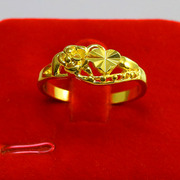 久不掉色黄金戒指 女款镀金饰品玫瑰花戒子24K结婚指环送礼