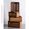 胡桃色原木色木箱子衣柜收纳箱实木杂物，大号家用整理箱木质储物箱