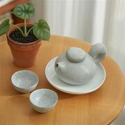 高档肆月日式复古陶瓷，茶壶茶杯套装，高档茶具灰色一壶四杯