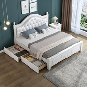床实木床现代简约双l人床主卧欧式1.8米大床1.5出租房家用单人床