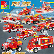 城市火线救援消防系列云梯车飞机船总局兼容乐高儿童积木玩具礼物