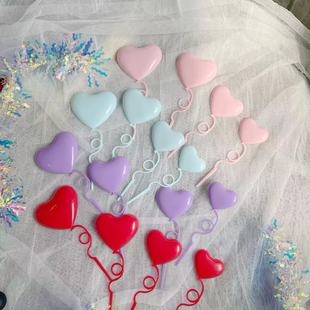 塑料爱心情人节情侣，插件生日蛋糕烘焙插排红色粉色蓝色紫色装饰