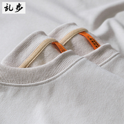 美式300g重磅长袖t恤男女生春季杏色显白厚实打底衫圆领套头卫衣