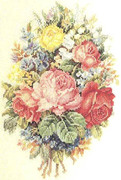 小小鱼dmc绣线b093花卉玫瑰，花束田园风浪漫玫瑰花系列十字绣套件