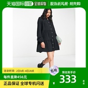 香港直邮潮奢 ASOS 女士设计织纹层叠长袖衬衫式连衣裙(黑色)