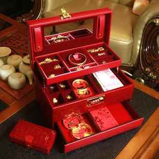 密码锁首饰盒欧式公主韩国木质带锁复古大容量手饰品珠宝收纳礼物