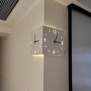 现代简约创意转角双面挂钟，两面钟表挂钟客厅，静音2023网红拐角时钟
