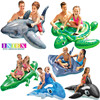 黑鲸鳄鱼动物造型儿童水上坐骑充气玩具海豚超大海龟成人游泳坐圈