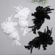 黑色大号蕾丝花朵布贴刺绣补丁，衣服装饰贴花白色贴布婚纱头饰头花