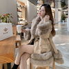 2023时尚仿貉子毛领羽绒服女韩版时尚气质白鸭绒(白鸭绒)