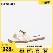 星期六时尚欧美风一字拖夏季纯色低跟日常女鞋SS32110518