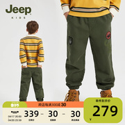 jeep童装儿童运动长裤，秋季印花徽章，户外宽松百搭男童束脚裤子