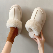 毛毛拖鞋女外穿2022年秋冬皮毛，一体雪地靴，厚底加绒包头棉拖鞋