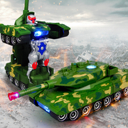 变形坦克机器人电动带音乐男孩3金刚玩具车模型4儿童2-5岁小汽车