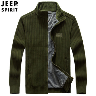 Jeep2022时尚拉链开衫毛衣外套加绒亲肤不扎身舒适有型男