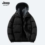jeep吉普棉衣男士冬季2023宽松潮流休闲运动短款连帽外套棉服